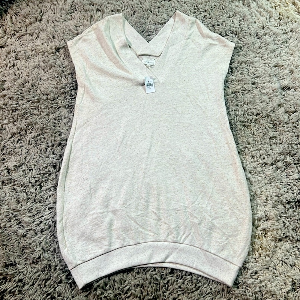 LOU & GREY NWT Sz. XS Oatmeal Sleeveless Sweatshirt Dress
